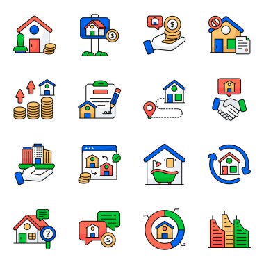 Mülk ve Binaların Düz Simgeleri