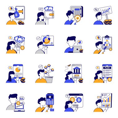 Yatırım Düz Simgeleri Kümesi 