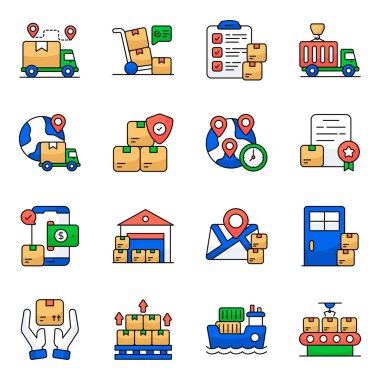 Lojistik Düz Simgeler Kümesi