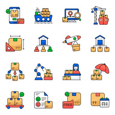 Envanter Düz Simgeleri Seti