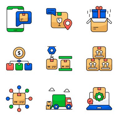 Lojistik ve Envanter Düz Simgeleri