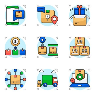 Lojistik ve Envanter Düz Simgeleri