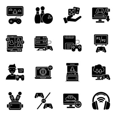 Video Oyun Katı Simgeleri Seti 
