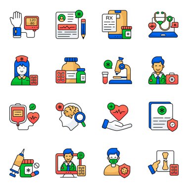 tıbbi düz simgeler kümesi 