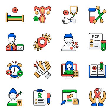 Tıbbi Ekipman Düz Simgeleri 