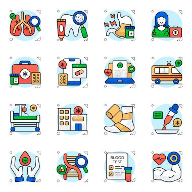 Sağlık Hizmetleri Düz Simgeleri Seti 