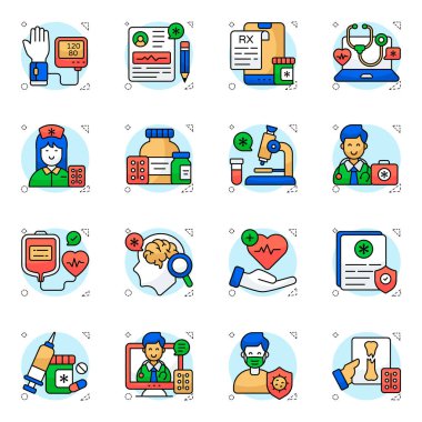 tıbbi düz simgeler kümesi 