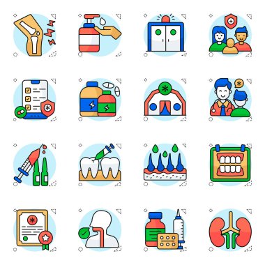 Tıbbi Araçlar Düz Simgeler 