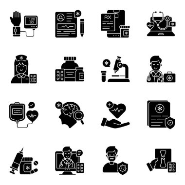 Tıbbi Katı Simgeler Seti 