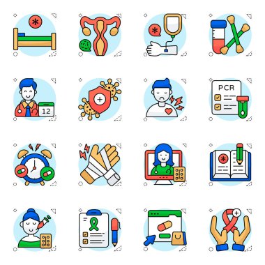 Tıbbi Ekipman Düz Simgeleri 