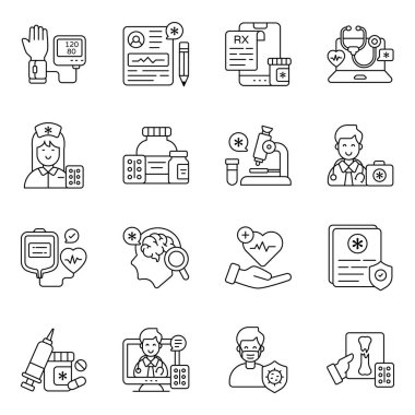 Tıbbi Satır Simgelerinin Seti 