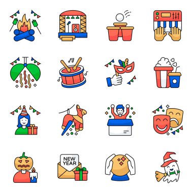 Doğum günü Partisi Düz Simgesi Paketi