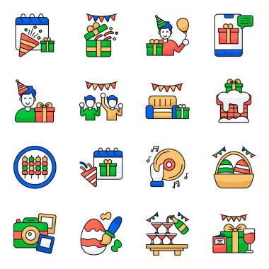 Kutlama Düz Simgesi Paketi