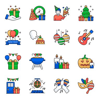 Parti Düz Simgesi Paketi 