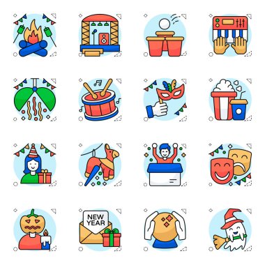 Doğum günü Partisi Düz Simgesi Paketi