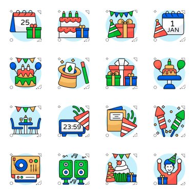 Parti Paketi ve Düz Simgeyi Kutla 