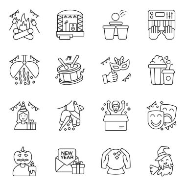 Doğum günü Partisi doğrusal simgesi paketi