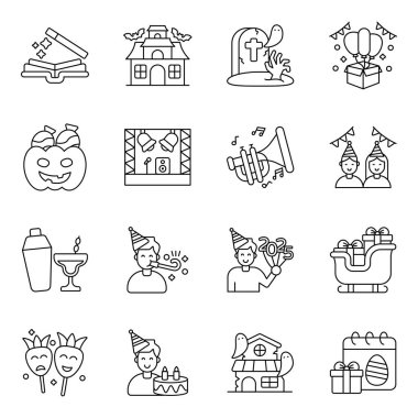 Yeni Yıl Partisi Doğrusal Simgesi Paketi