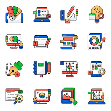 Web Tasarımlı Düz Simgeler Kümesi