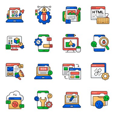 Yaratıcılık Düz Simgeleri Seti