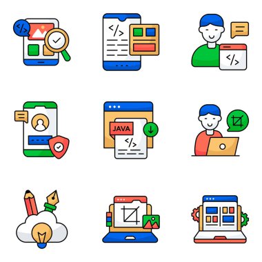 Web ve Grafiksel Düz Simgeler Kümesi