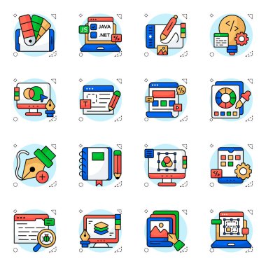 Web Tasarımlı Düz Simgeler Kümesi