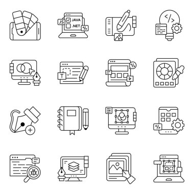 Web Tasarım Doğrusal Simgeleri Kümesi