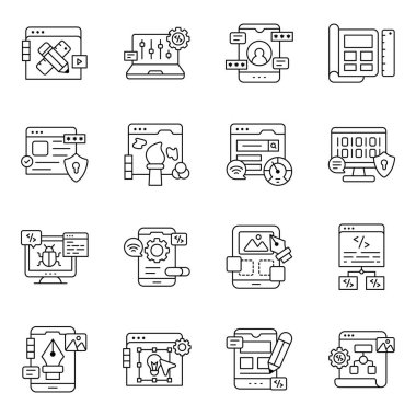 Sanatsal çalışma doğrusal simgeleri kümesi