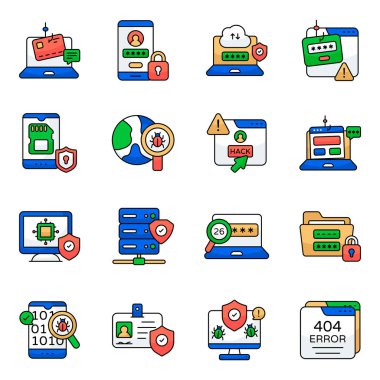 Virüs Güvenliği Düz Simgesi Paketi