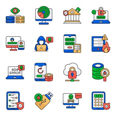 Güvenlik ve Koruma Düz Simgesi Paketi 