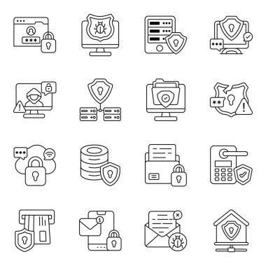 Güvenlik Doğrusal Simgesi Paketi 