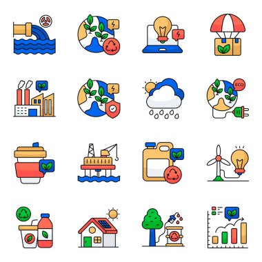 Doğa Düz Simgeleri Seti 