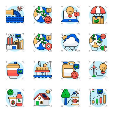 Doğa Düz Simgeleri Seti 