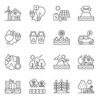 Set Of Ecology line Icons 