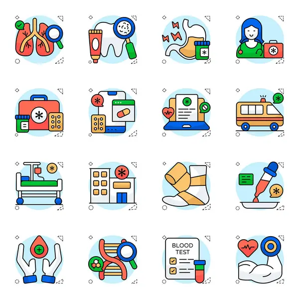 Sağlık Hizmetleri Düz Simgeleri Seti 