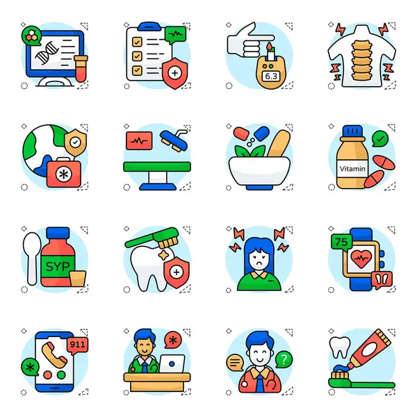 Tıbbi ve eczane Düz Simgeler 