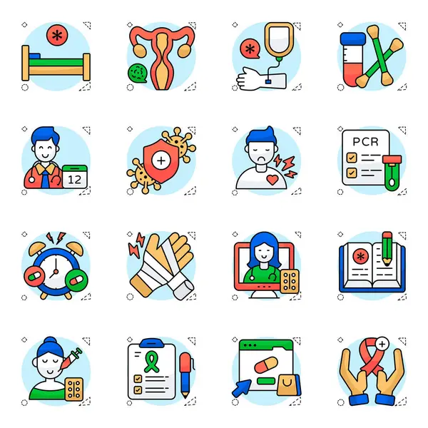 Tıbbi Ekipman Düz Simgeleri 