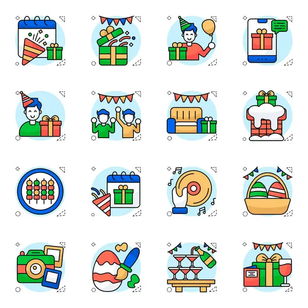 Kutlama Düz Simgesi Paketi