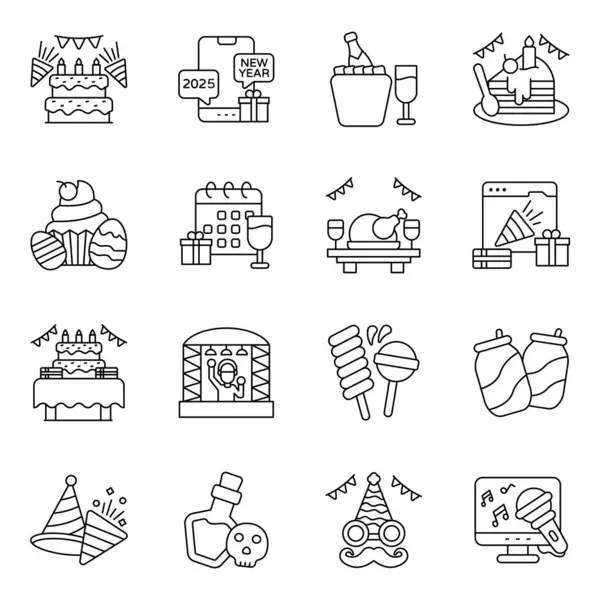 Kutlama Aksesuarları Paketi Doğrusal Simgesi