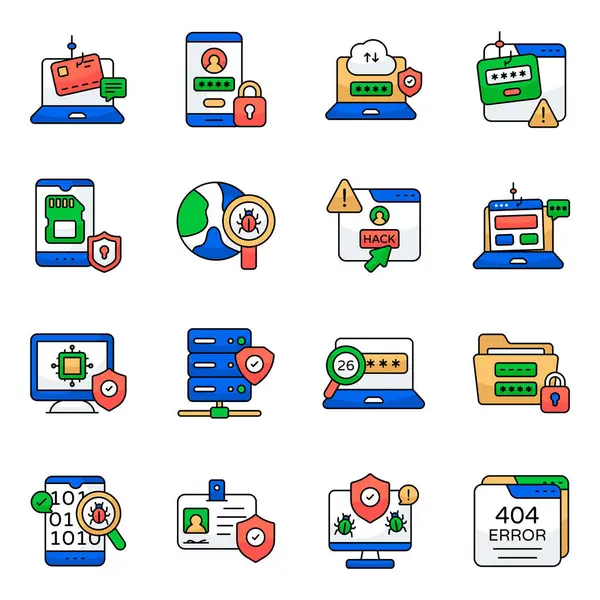 Virüs Güvenliği Düz Simgesi Paketi