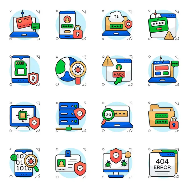 Virüs Güvenliği Düz Simgesi Paketi