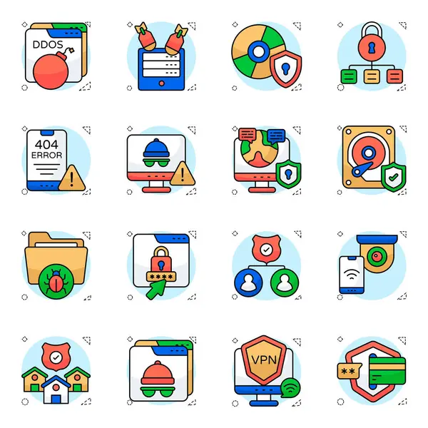 Koruma ve Kalkan Düz Simgesi Paketi 