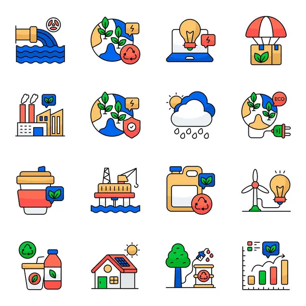 Doğa Düz Simgeleri Seti 