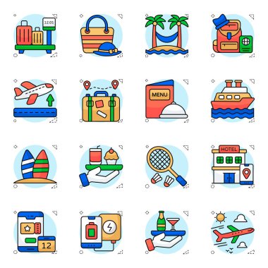 Tur Düz Simgelerinin Seti 