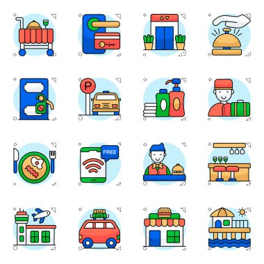 Tatil Düz Simgeleri Seti 