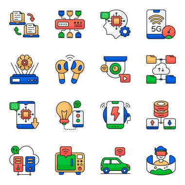 Bilim ve Kimya Düz Simgeleri Kümesi