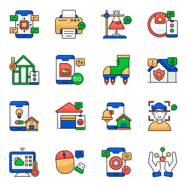 Bilim ve Çok Düz Simgeler Seti