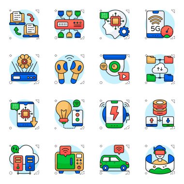 Bilim ve Kimya Düz Simgeleri Kümesi