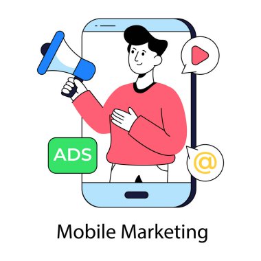 Mobil pazarlama illüstrasyonunun kaliteli indirilmesi