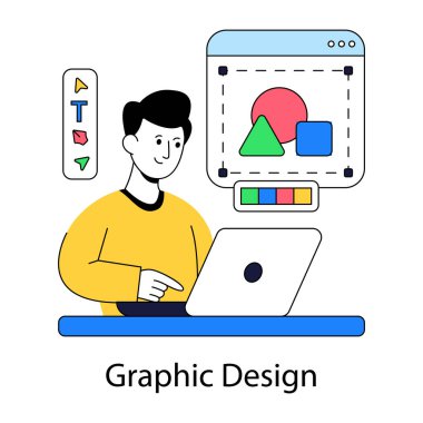 Grafik tasarımının kavramsal düz tasarım çizimi